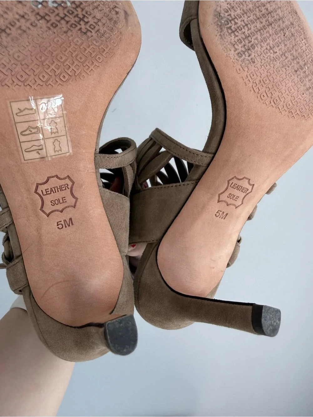 Tory Burch Brown Suede Lace Up Strappy Stiletto Sandals Cutout Heels Size 5